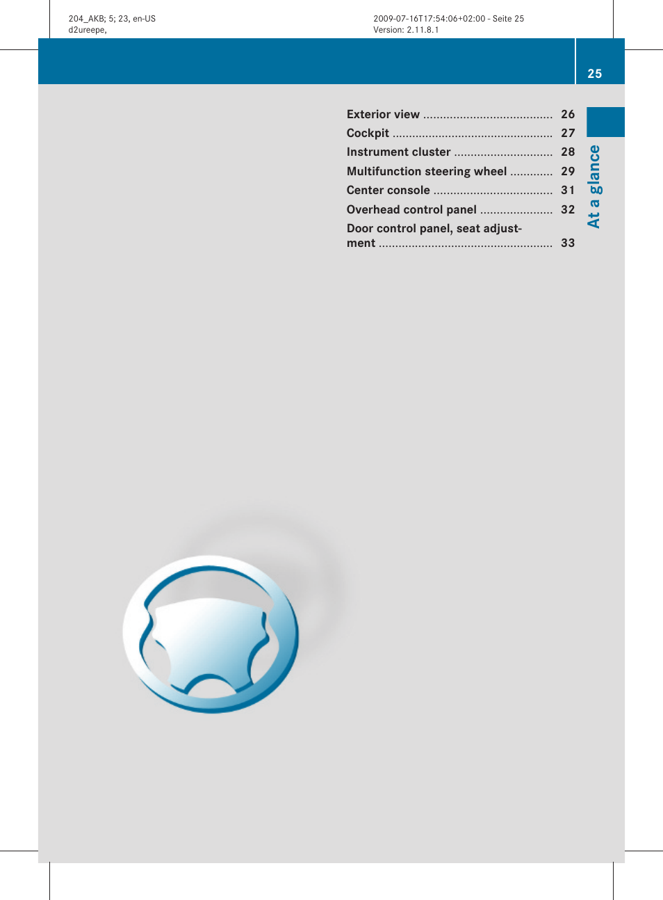 At a glance | Mercedes-Benz C-Class 2010 Owners Manual User Manual | Page 27 / 364