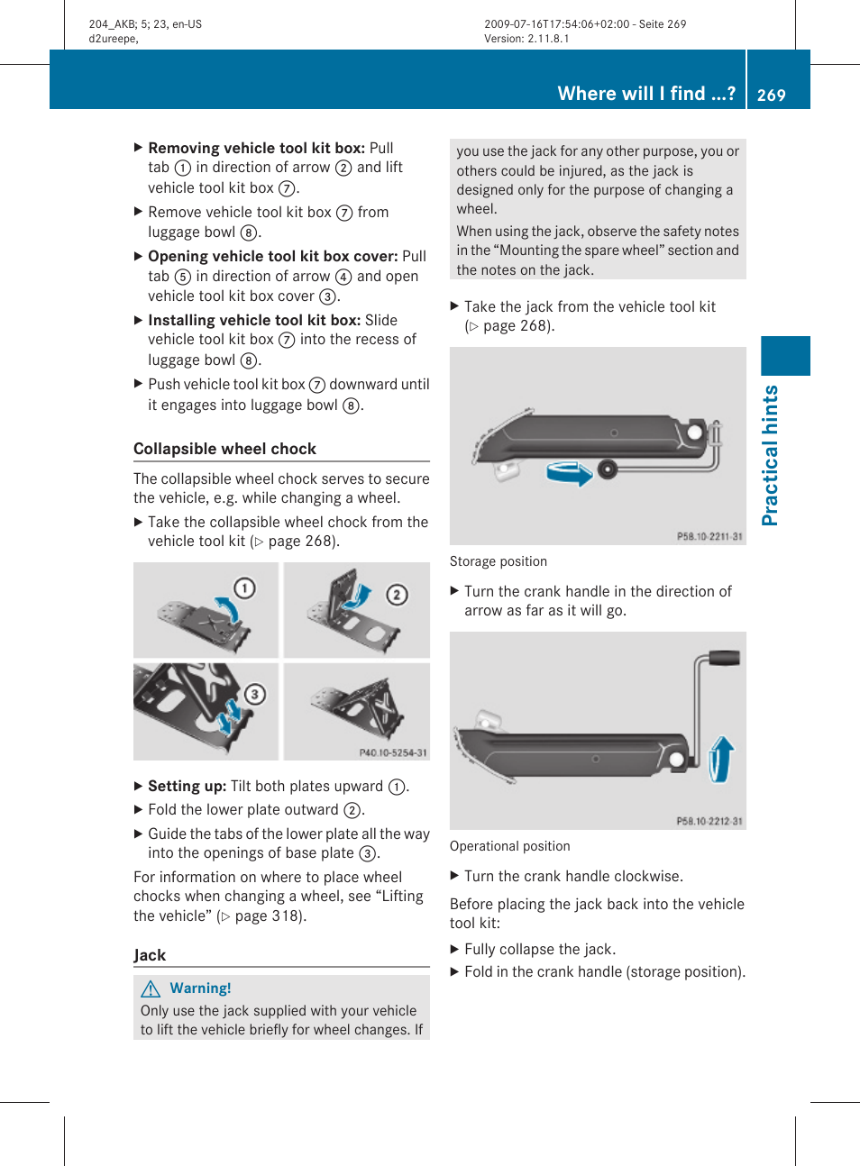 Practical hints, Where will i find | Mercedes-Benz C-Class 2010 Owners Manual User Manual | Page 271 / 364