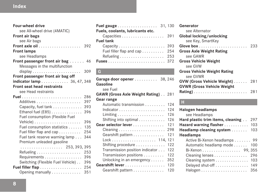 Index | Mercedes-Benz C-Class 2009 Owners Manual User Manual | Page 10 / 404