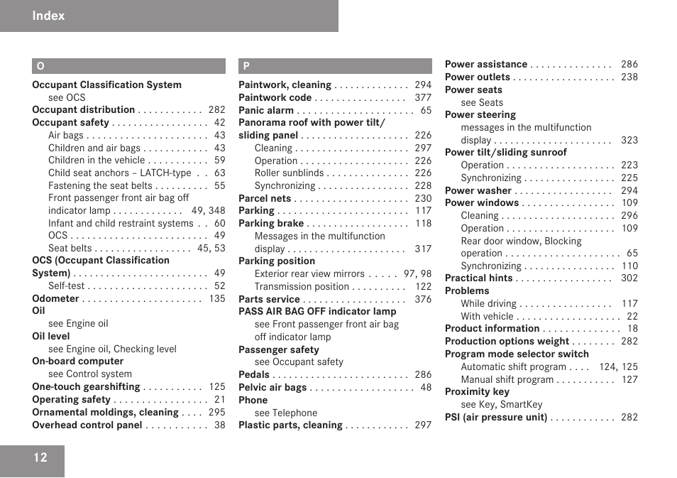 Index | Mercedes-Benz C-Class 2009 Owners Manual User Manual | Page 14 / 404