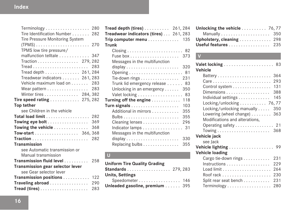 Index | Mercedes-Benz C-Class 2009 Owners Manual User Manual | Page 18 / 404