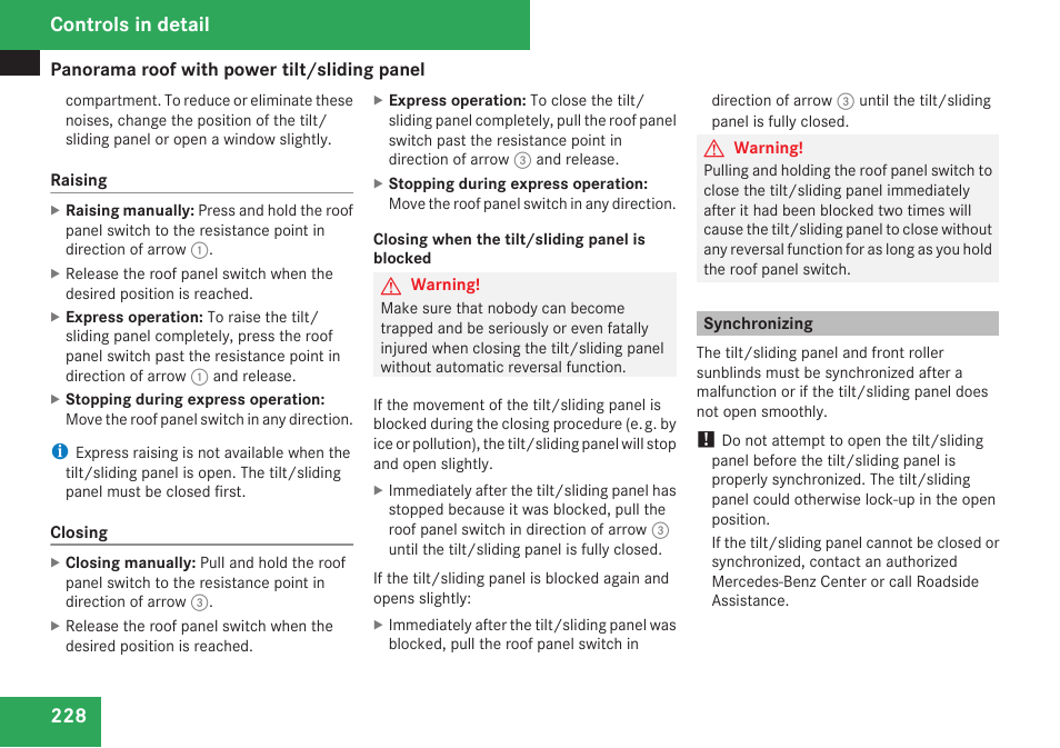 Synchronizing, Controls in detail | Mercedes-Benz C-Class 2009 Owners Manual User Manual | Page 230 / 404