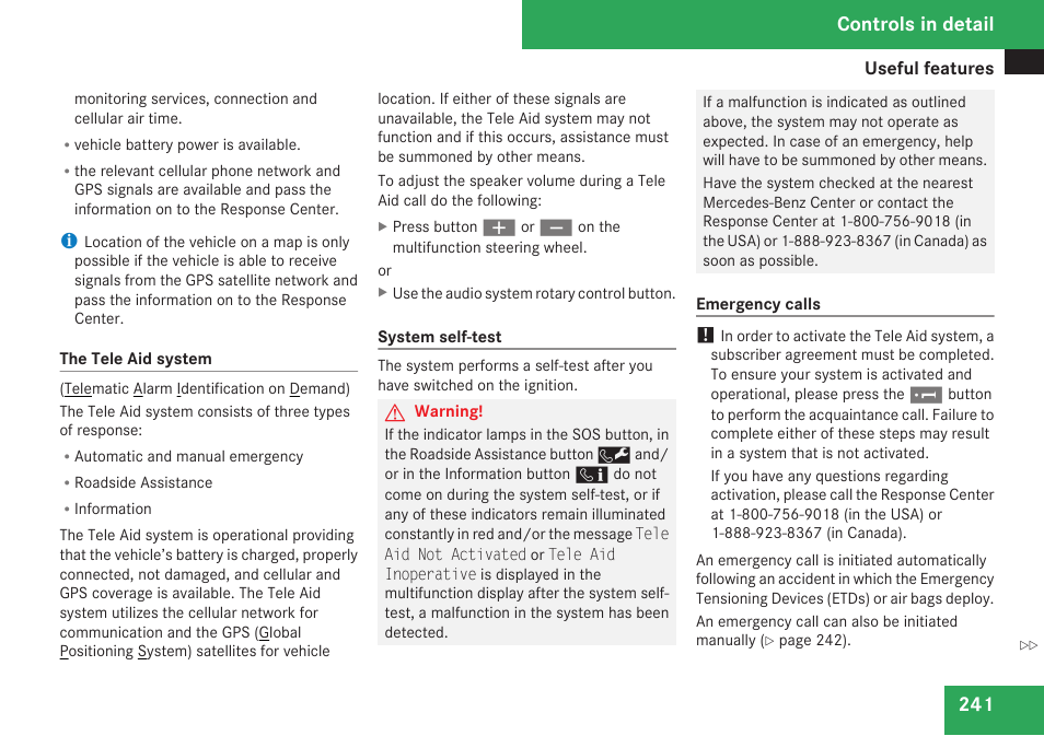 Controls in detail | Mercedes-Benz C-Class 2009 Owners Manual User Manual | Page 243 / 404