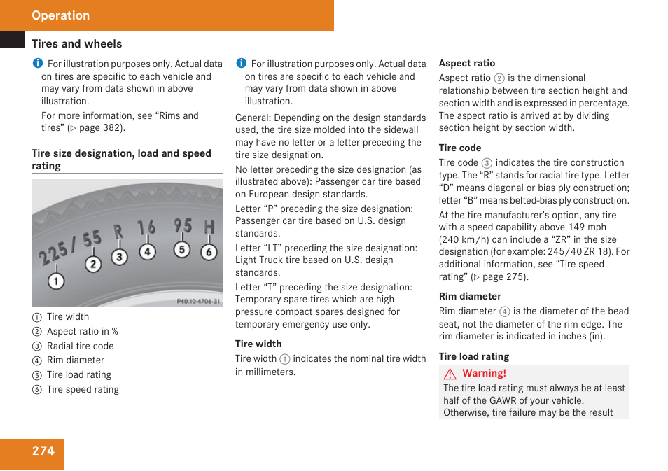 Rating, Operation | Mercedes-Benz C-Class 2009 Owners Manual User Manual | Page 276 / 404
