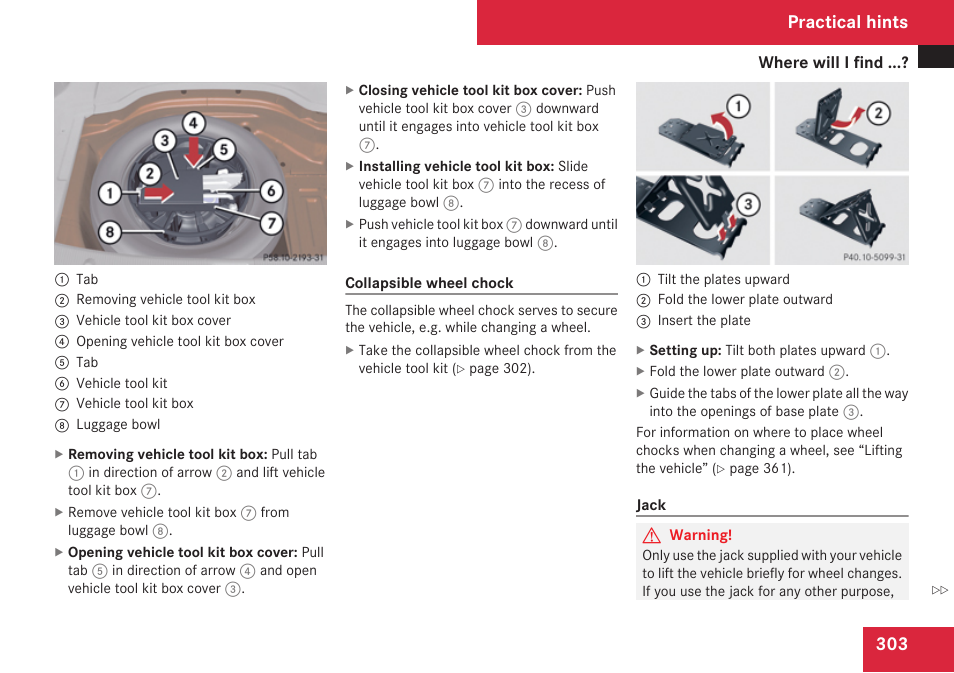 Practical hints | Mercedes-Benz C-Class 2009 Owners Manual User Manual | Page 305 / 404