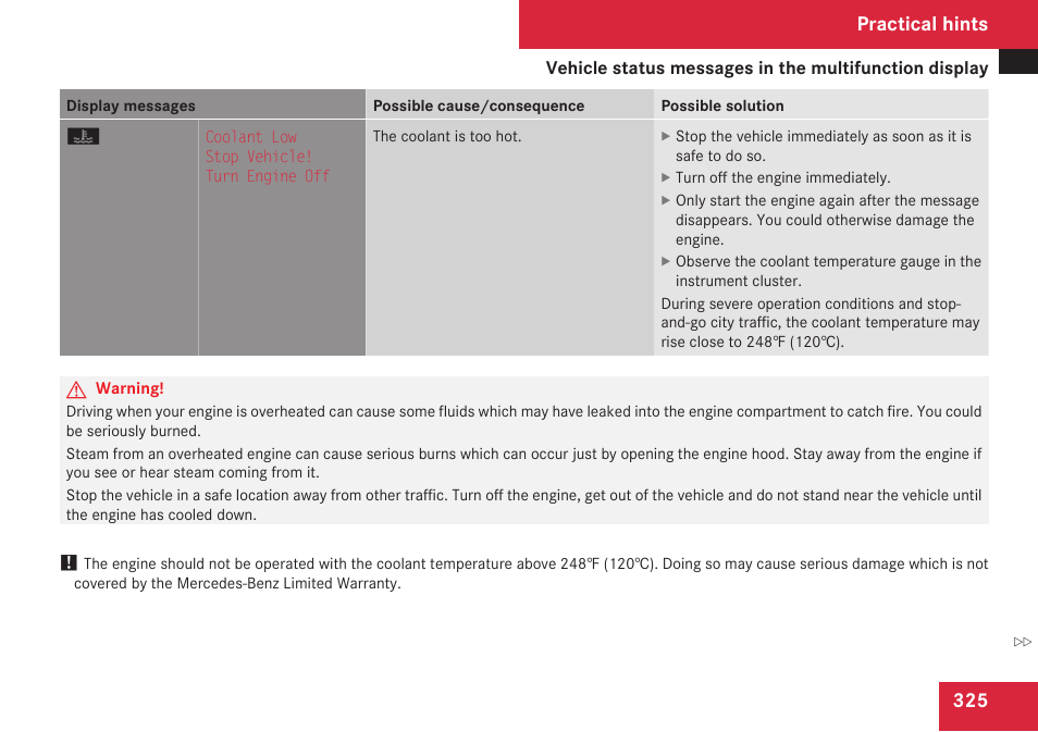 Practical hints | Mercedes-Benz C-Class 2009 Owners Manual User Manual | Page 327 / 404