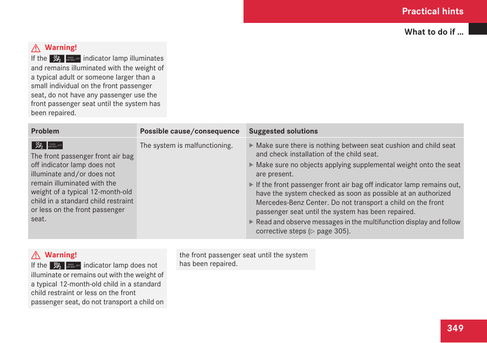 Practical hints | Mercedes-Benz C-Class 2009 Owners Manual User Manual | Page 351 / 404