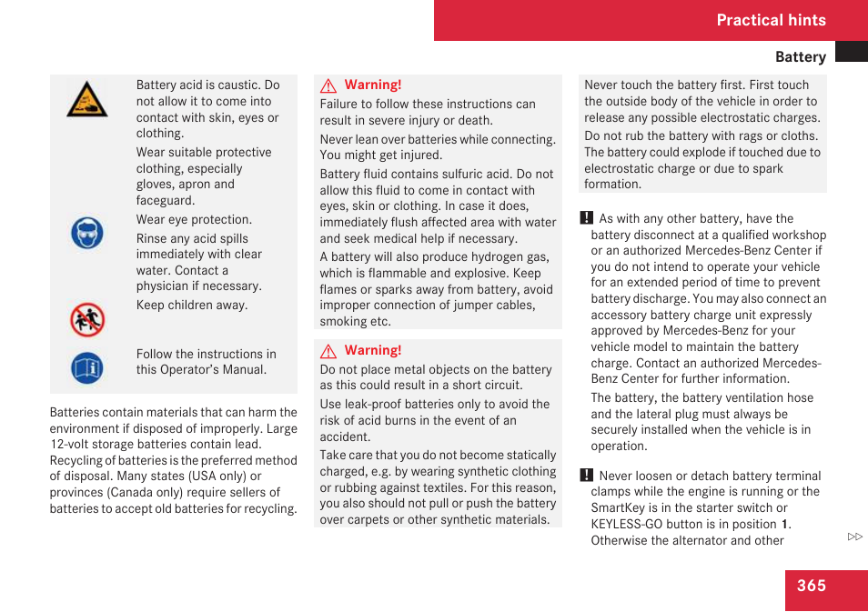 Practical hints | Mercedes-Benz C-Class 2009 Owners Manual User Manual | Page 367 / 404
