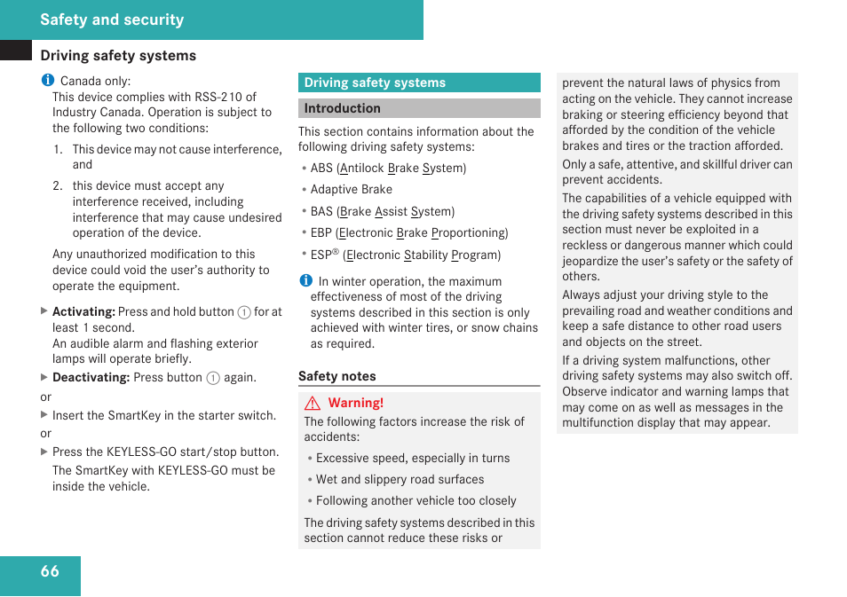 Driving safety systems, Introduction, Safety and security | Mercedes-Benz C-Class 2009 Owners Manual User Manual | Page 68 / 404