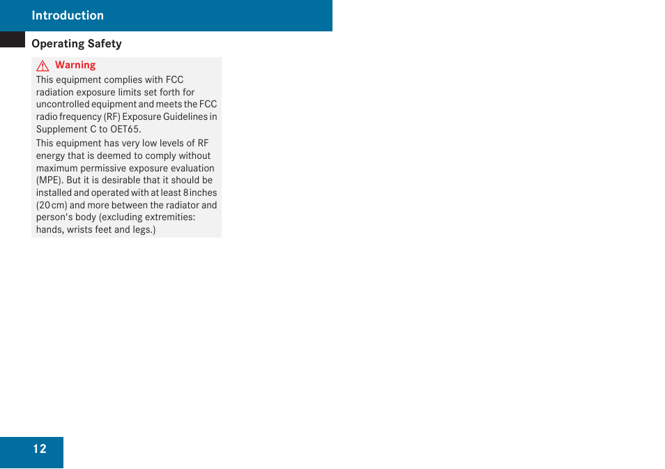 Introduction | Mercedes-Benz C-Class 2009 COMAND Manual User Manual | Page 14 / 204