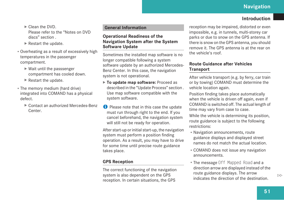 General information, Navigation | Mercedes-Benz C-Class 2009 COMAND Manual User Manual | Page 53 / 204