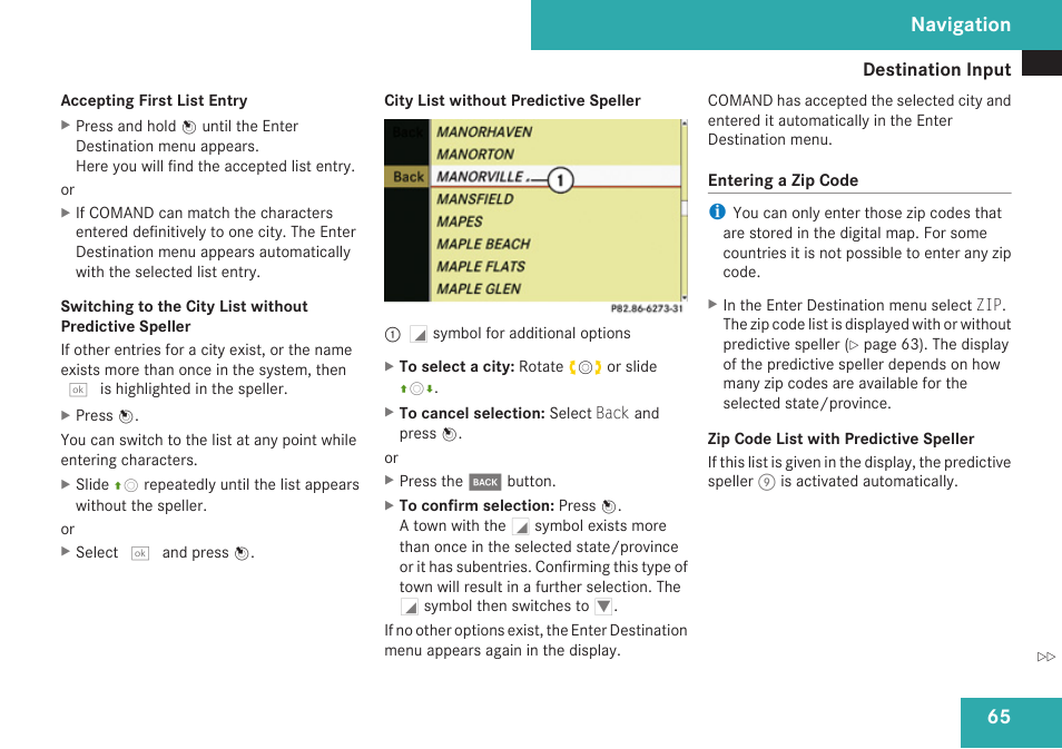 Navigation | Mercedes-Benz C-Class 2009 COMAND Manual User Manual | Page 67 / 204