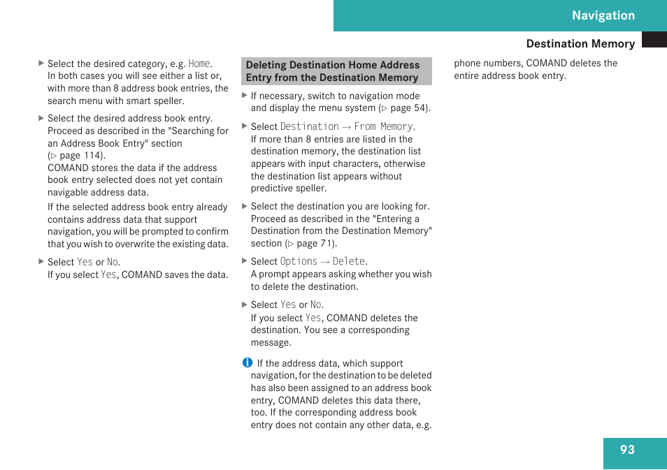 Navigation | Mercedes-Benz C-Class 2009 COMAND Manual User Manual | Page 95 / 204