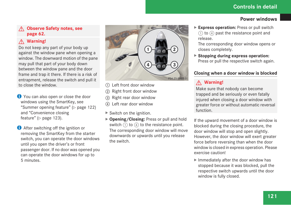 Controls in detail | Mercedes-Benz E-Class 2009 Owners Manual User Manual | Page 123 / 408