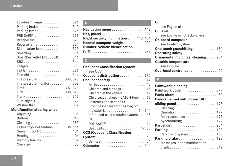 Index | Mercedes-Benz E-Class 2009 Owners Manual User Manual | Page 14 / 408