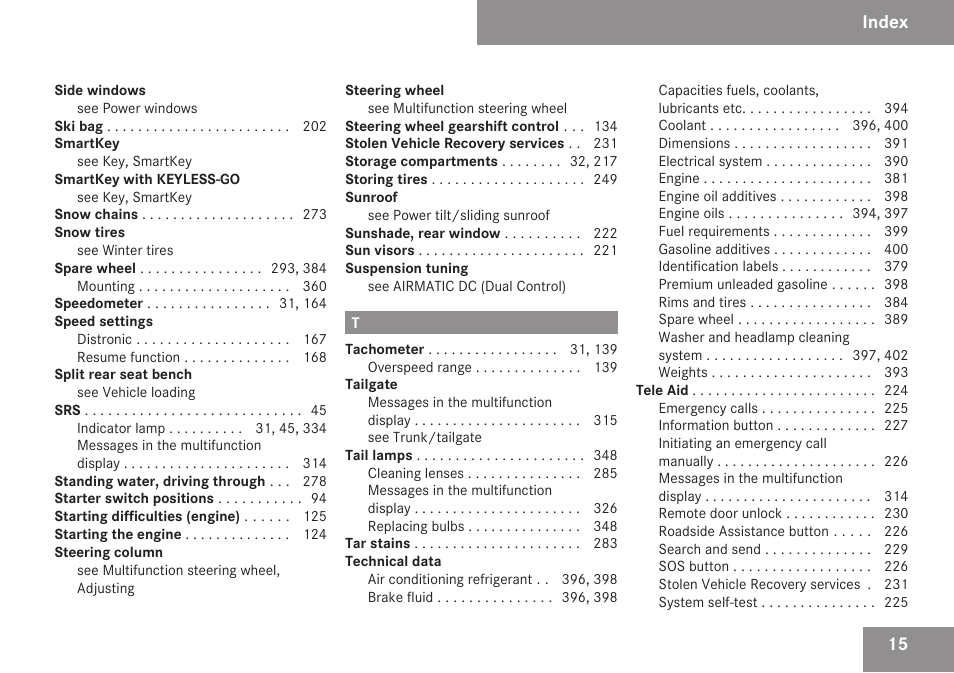Index | Mercedes-Benz E-Class 2009 Owners Manual User Manual | Page 17 / 408
