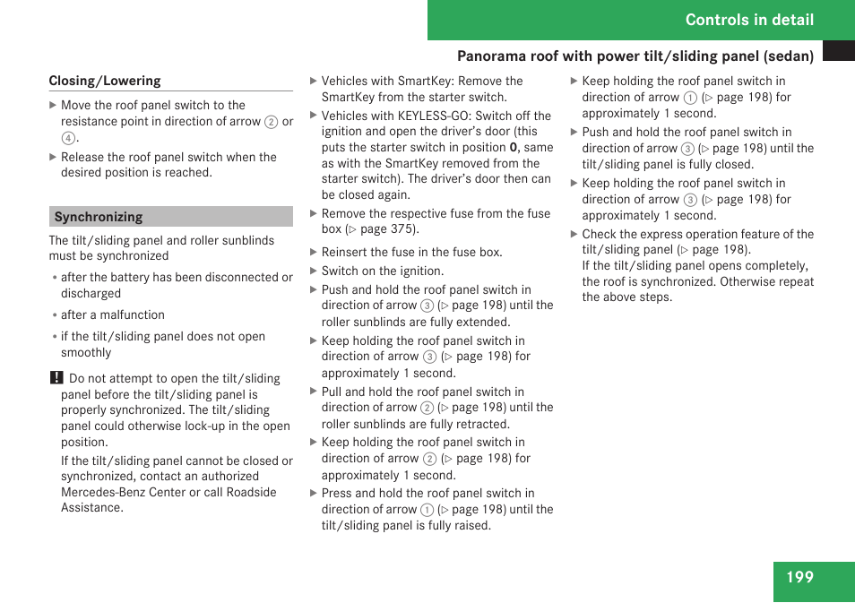 Synchronizing, Controls in detail | Mercedes-Benz E-Class 2009 Owners Manual User Manual | Page 201 / 408