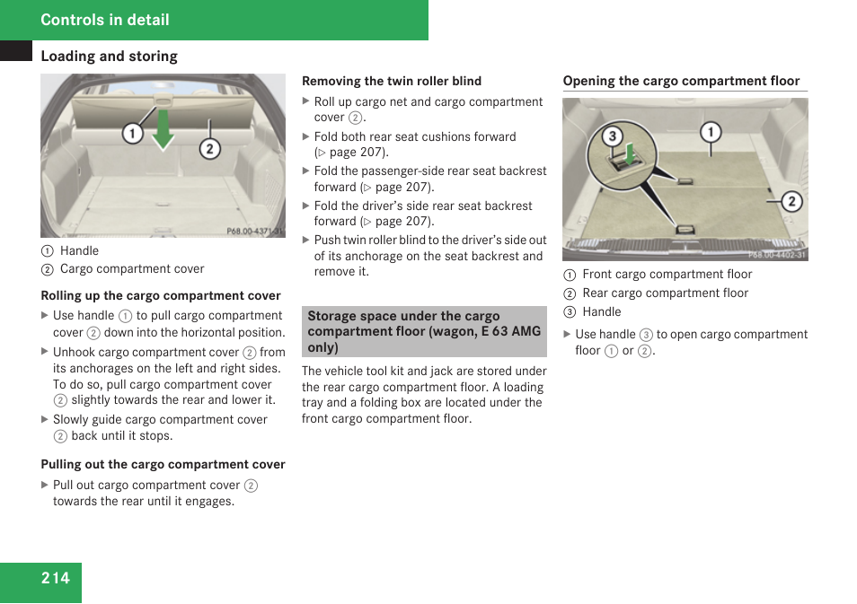 Controls in detail | Mercedes-Benz E-Class 2009 Owners Manual User Manual | Page 216 / 408