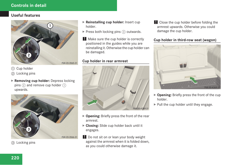 Controls in detail | Mercedes-Benz E-Class 2009 Owners Manual User Manual | Page 222 / 408