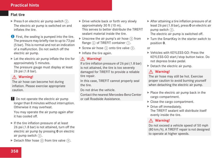 Practical hints | Mercedes-Benz E-Class 2009 Owners Manual User Manual | Page 360 / 408