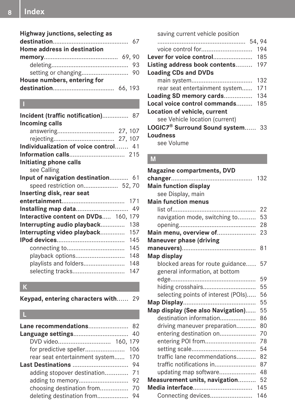 Index | Mercedes-Benz SLK-Class 2009 COMAND Manual User Manual | Page 10 / 220