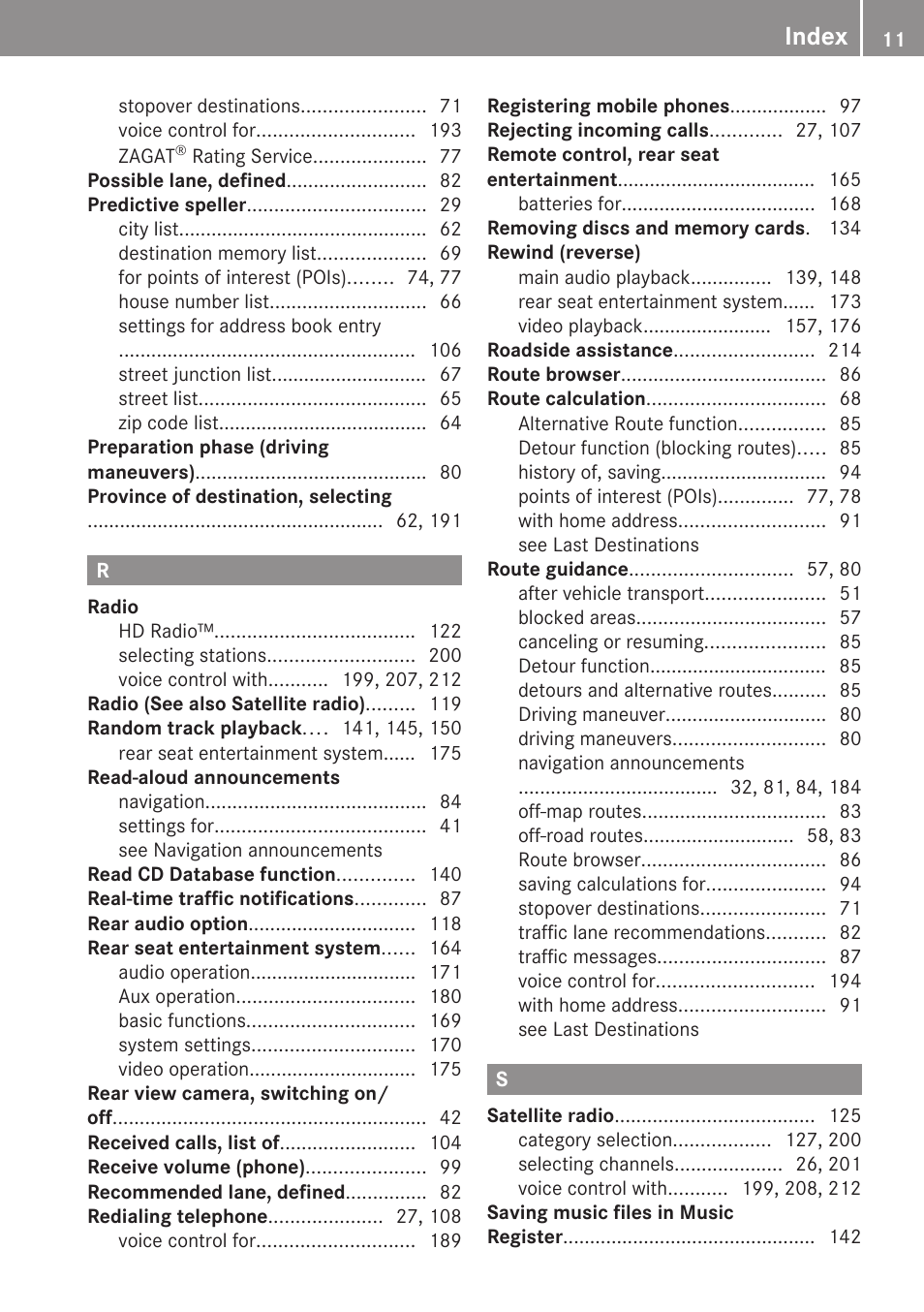 Index | Mercedes-Benz SLK-Class 2009 COMAND Manual User Manual | Page 13 / 220