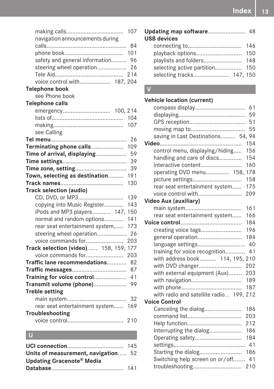 Index | Mercedes-Benz SLK-Class 2009 COMAND Manual User Manual | Page 15 / 220