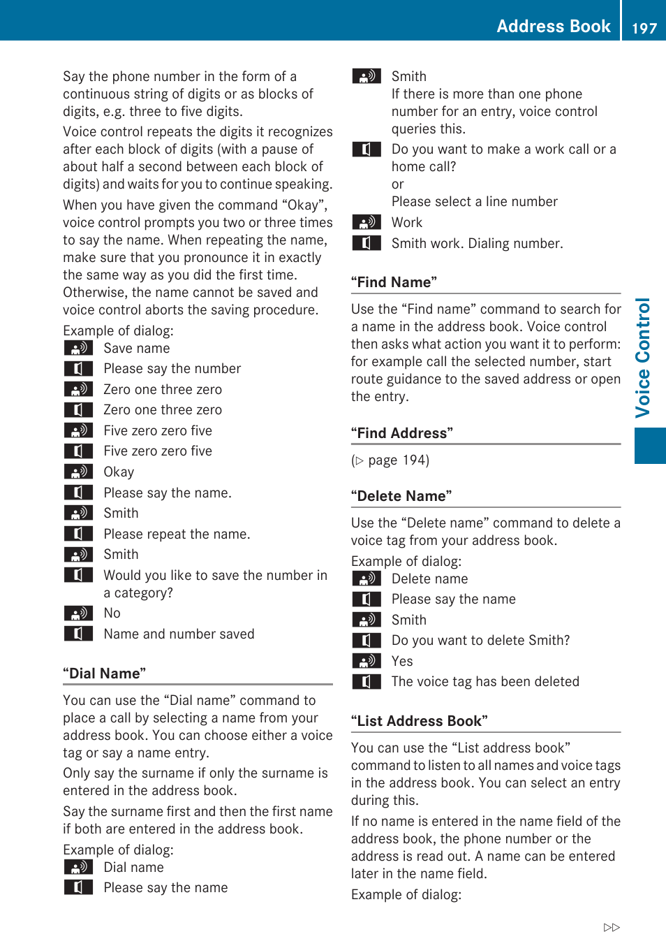 Voice control, Address book | Mercedes-Benz SLK-Class 2009 COMAND Manual User Manual | Page 199 / 220