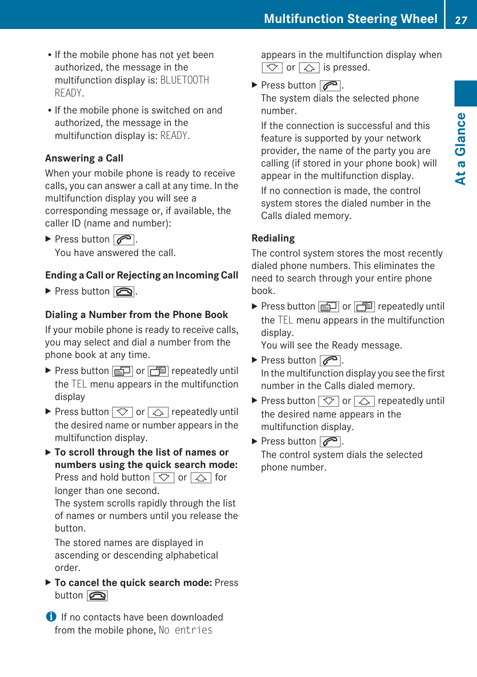 At a glance, Multifunction steering wheel | Mercedes-Benz SLK-Class 2009 COMAND Manual User Manual | Page 29 / 220