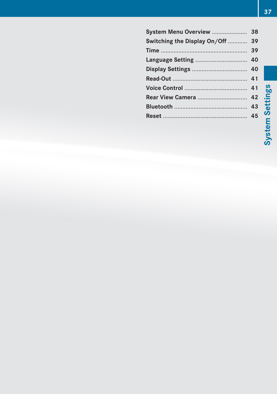 System settings | Mercedes-Benz SLK-Class 2009 COMAND Manual User Manual | Page 39 / 220