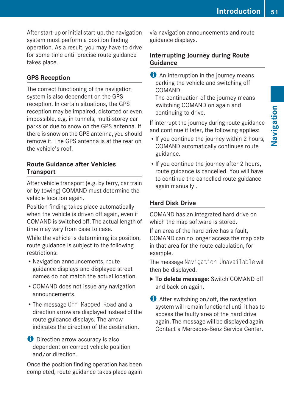 Navigation, Introduction | Mercedes-Benz SLK-Class 2009 COMAND Manual User Manual | Page 53 / 220