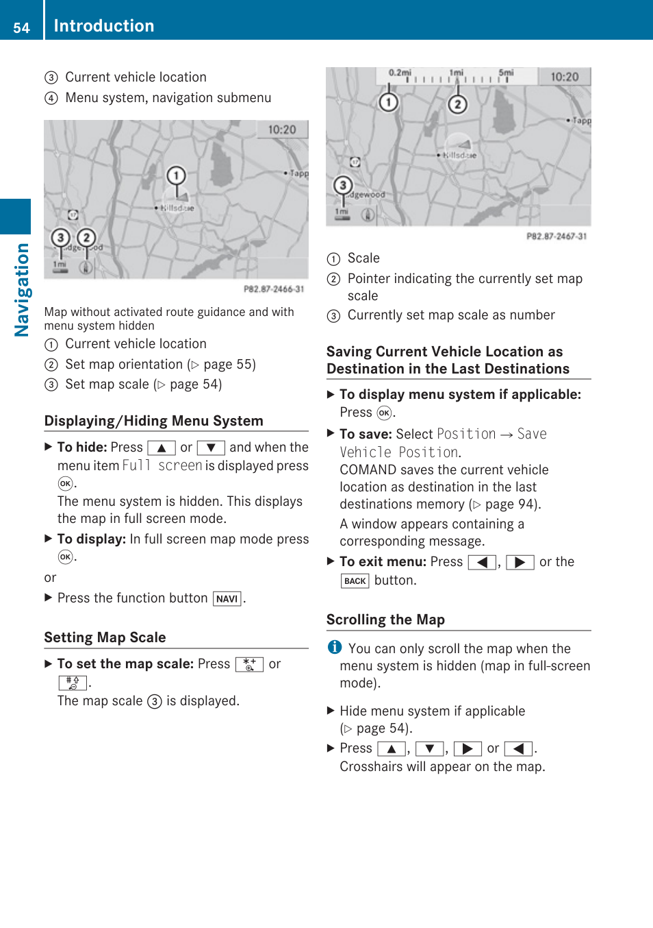 Navigation, Introduction | Mercedes-Benz SLK-Class 2009 COMAND Manual User Manual | Page 56 / 220