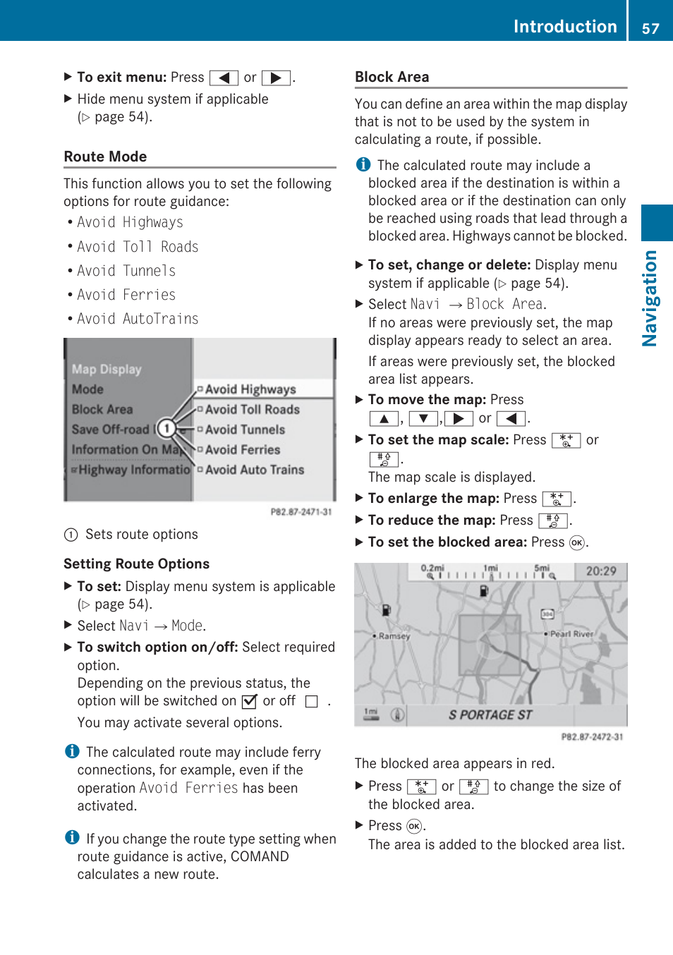 Navigation, Introduction | Mercedes-Benz SLK-Class 2009 COMAND Manual User Manual | Page 59 / 220