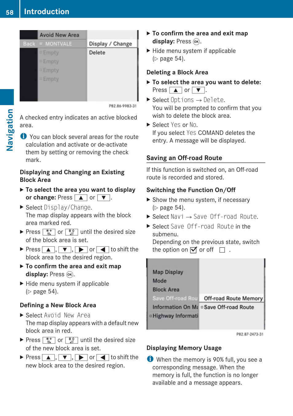 Navigation, Introduction | Mercedes-Benz SLK-Class 2009 COMAND Manual User Manual | Page 60 / 220