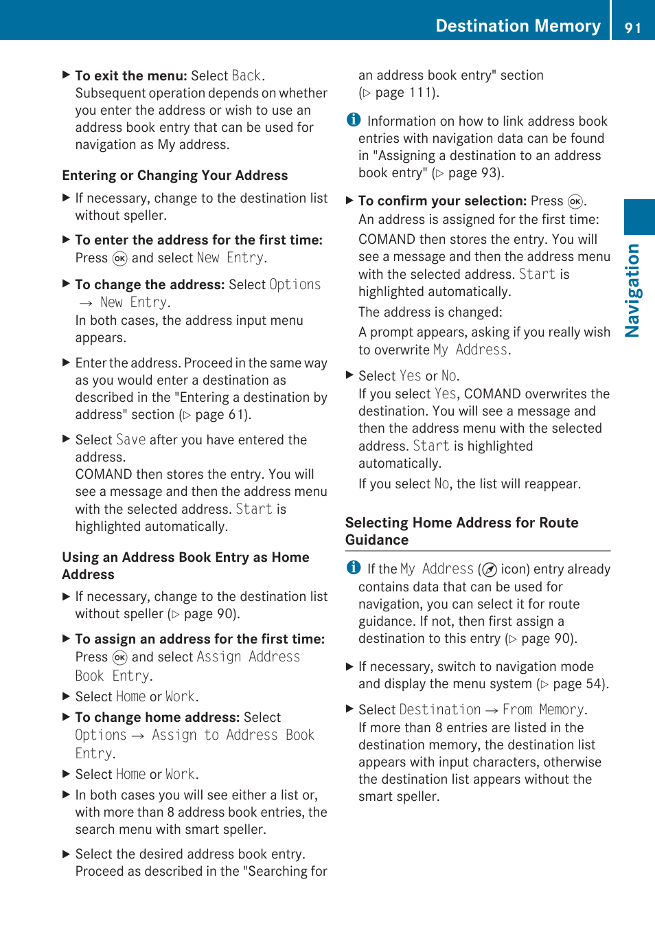 Navigation | Mercedes-Benz SLK-Class 2009 COMAND Manual User Manual | Page 93 / 220
