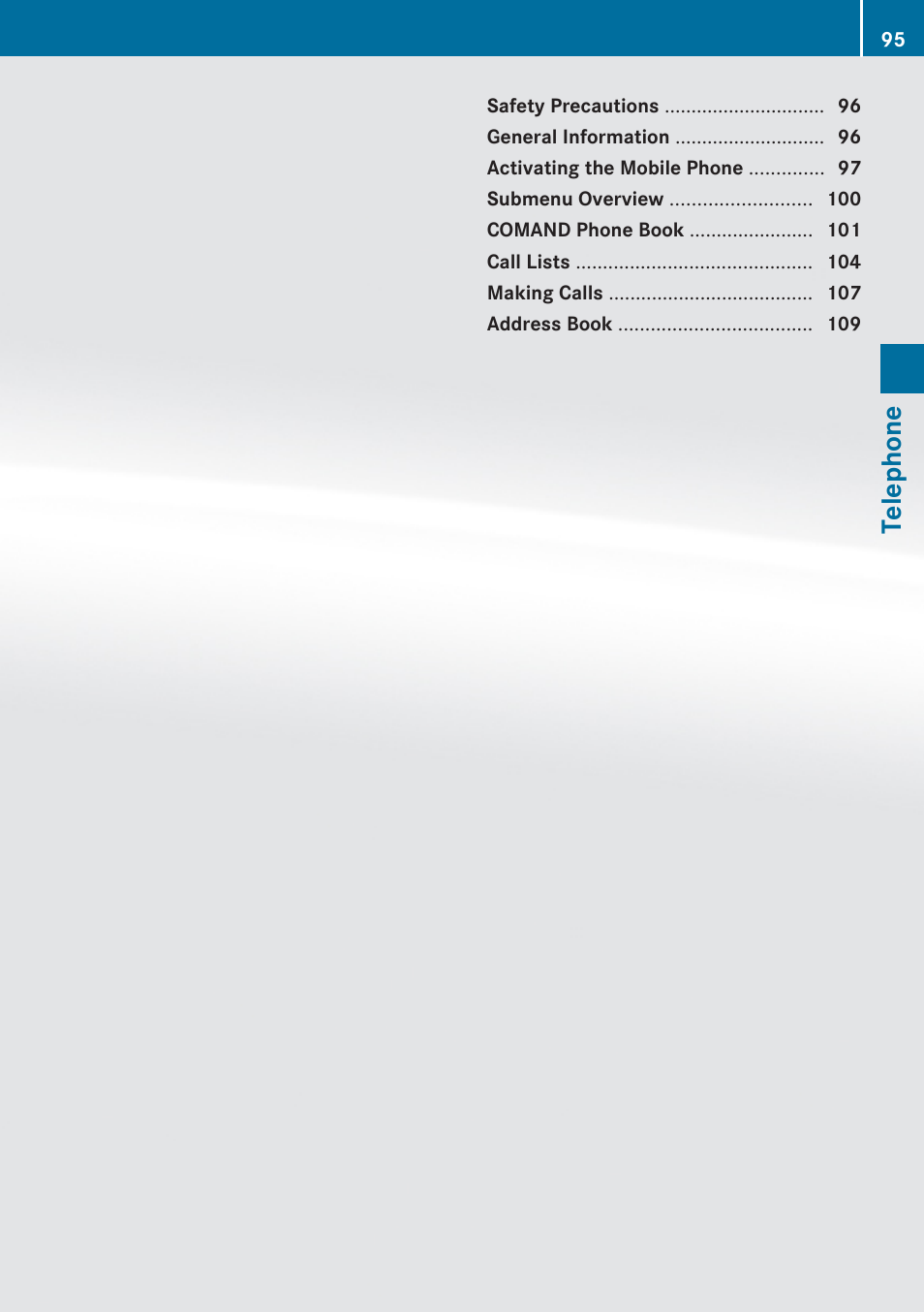 Telephone | Mercedes-Benz SLK-Class 2009 COMAND Manual User Manual | Page 97 / 220