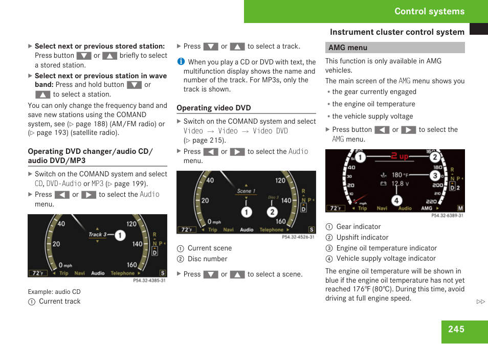 Amg menu, Menu, Operating video dvd | Control systems | Mercedes-Benz S-Class 2009 User Manual | Page 247 / 616