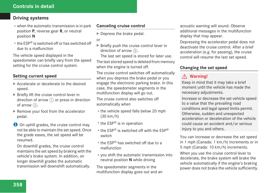 Controls in detail | Mercedes-Benz S-Class 2009 User Manual | Page 360 / 616