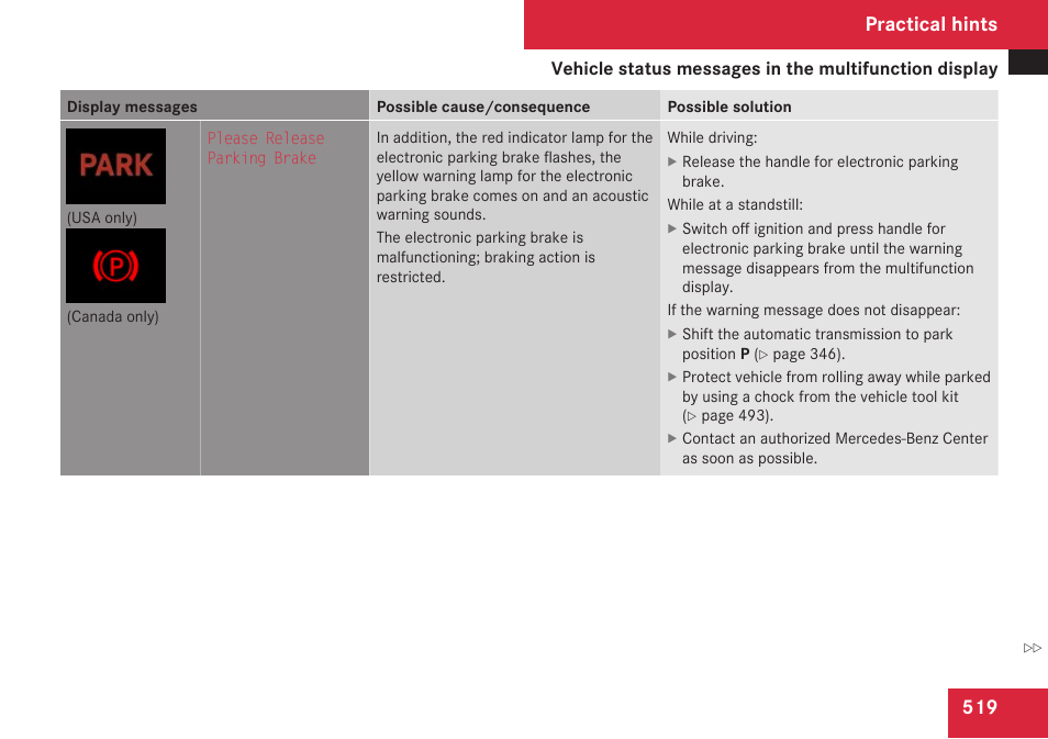 Practical hints | Mercedes-Benz S-Class 2009 User Manual | Page 521 / 616