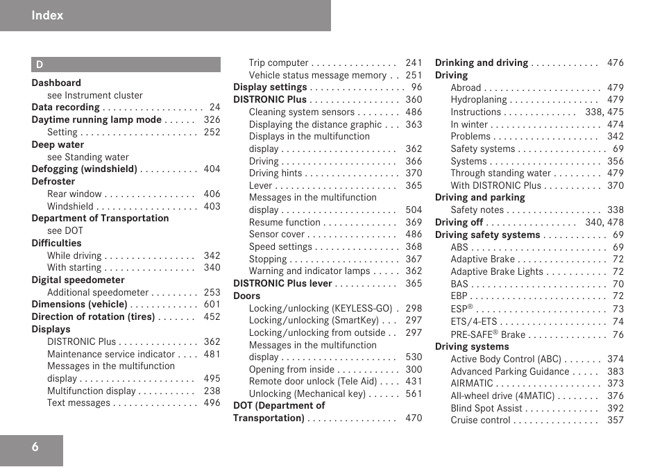 Index | Mercedes-Benz S-Class 2009 User Manual | Page 8 / 616