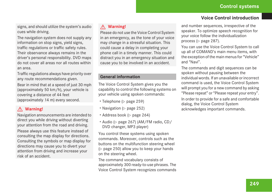 General information, Control systems | Mercedes-Benz CL-Class 2009 User Manual | Page 251 / 588