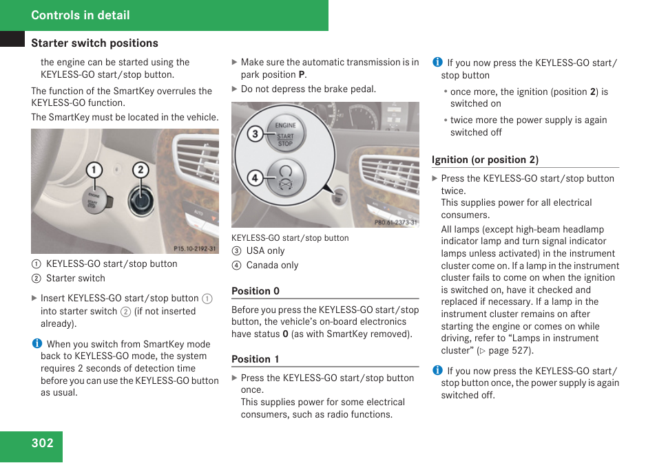 Controls in detail | Mercedes-Benz CL-Class 2009 User Manual | Page 304 / 588