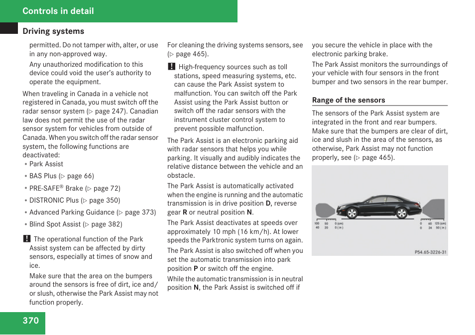 Controls in detail | Mercedes-Benz CL-Class 2009 User Manual | Page 372 / 588