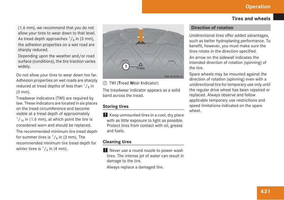 Direction of rotation, Operation | Mercedes-Benz CL-Class 2009 User Manual | Page 433 / 588