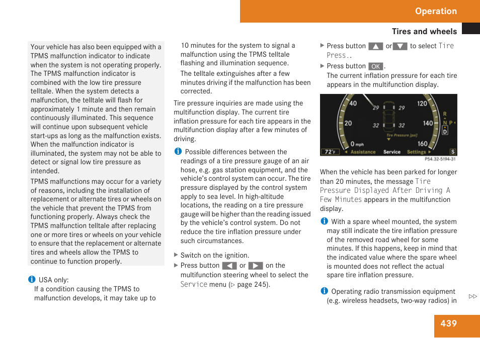 Operation | Mercedes-Benz CL-Class 2009 User Manual | Page 441 / 588