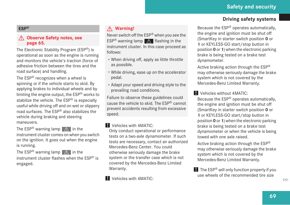 Safety and security | Mercedes-Benz CL-Class 2009 User Manual | Page 71 / 588