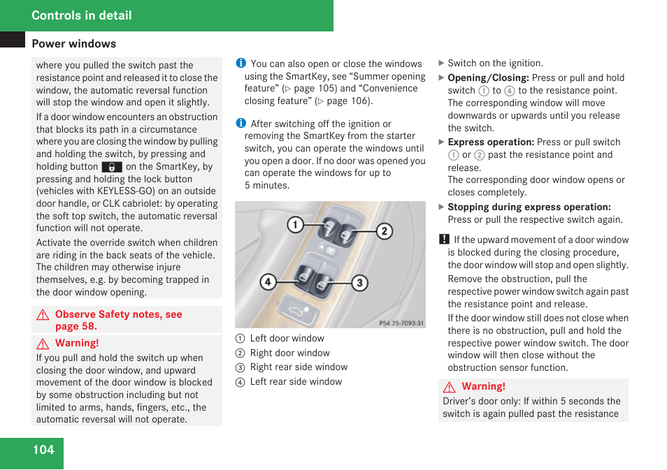 Controls in detail | Mercedes-Benz CLK-Class 2009 Owners Manual User Manual | Page 106 / 384