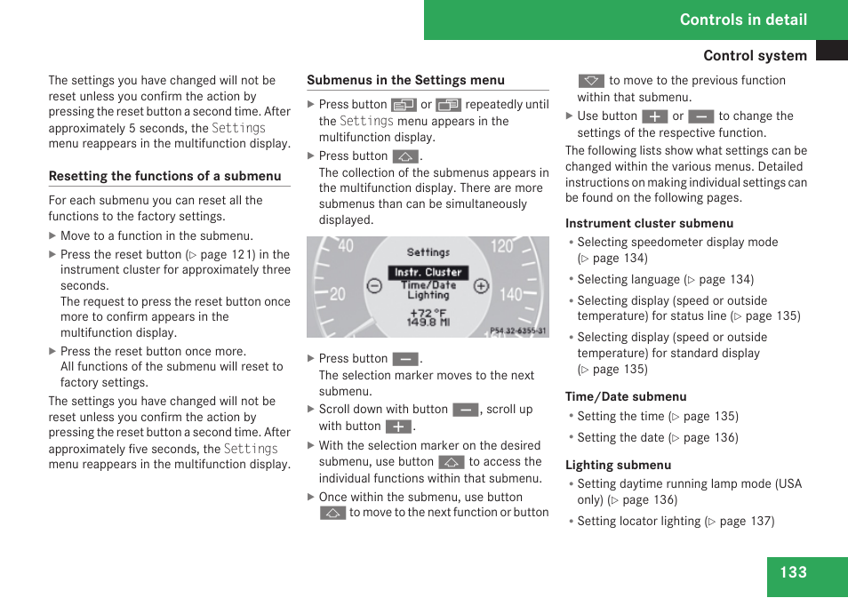 Controls in detail | Mercedes-Benz CLK-Class 2009 Owners Manual User Manual | Page 135 / 384