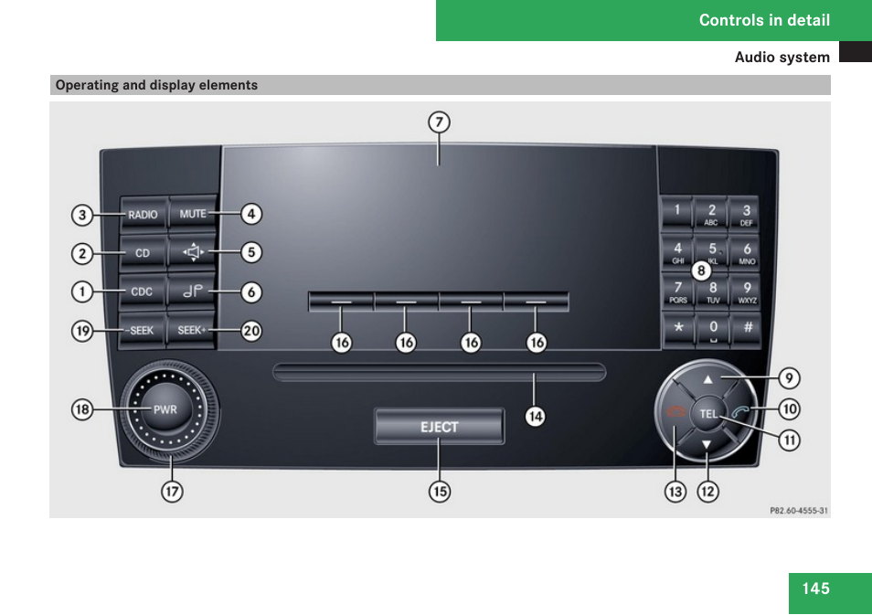 Operating and display elements | Mercedes-Benz CLK-Class 2009 Owners Manual User Manual | Page 147 / 384