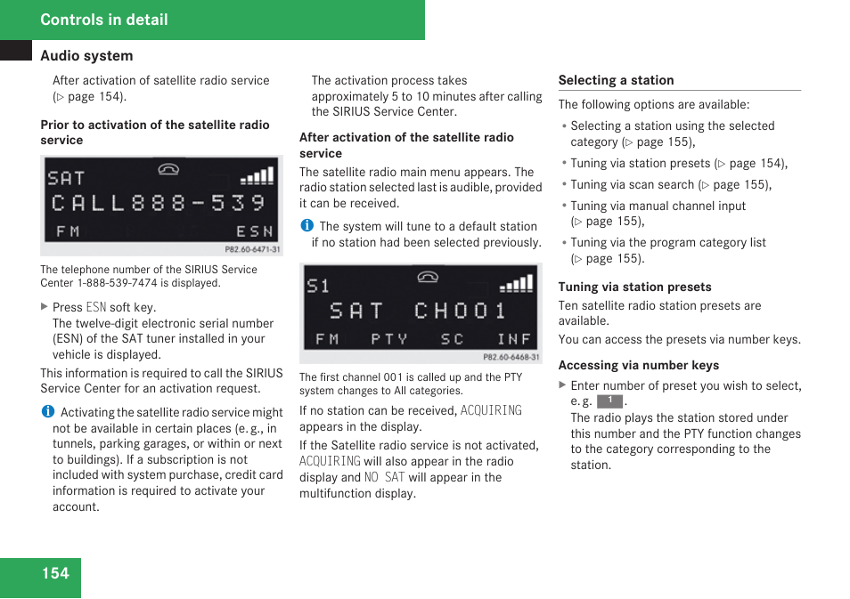 Service, Controls in detail | Mercedes-Benz CLK-Class 2009 Owners Manual User Manual | Page 156 / 384